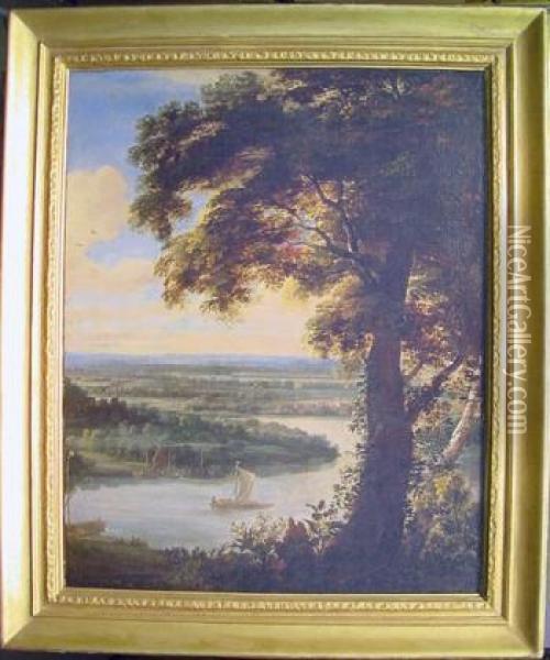 Panoramic River Landscape Oil Painting - Jacques D Arthois