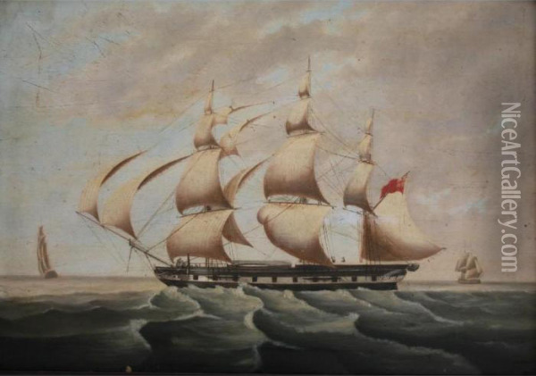A Frigate In Three Positions Oil Painting - Robert Salmon