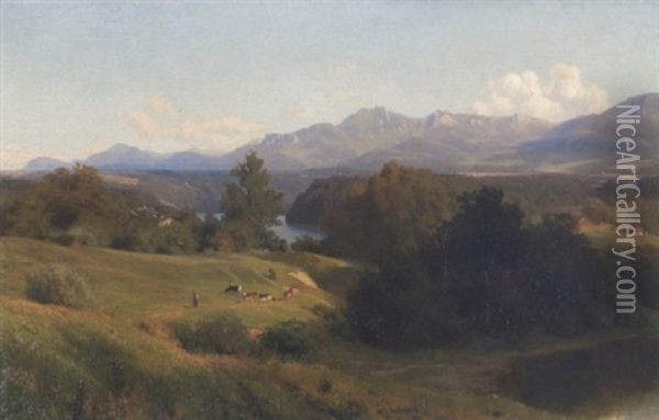 Flusstal Im Voralpenland Oil Painting - Wilhelm Bode