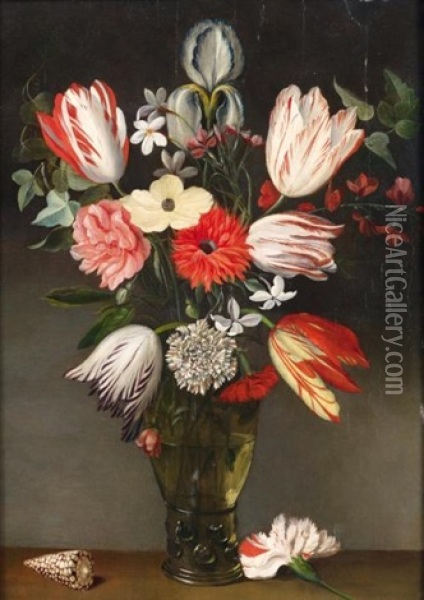 Bouquet De Fleurs Dans Un Vase Oil Painting - Philippe de Marlier
