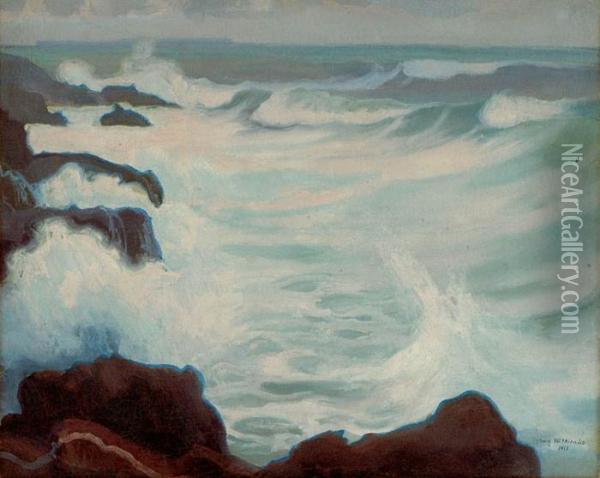 Morze W Bretanii Oil Painting - Stanislaw Ignacy Witkiewicz-Witkacy