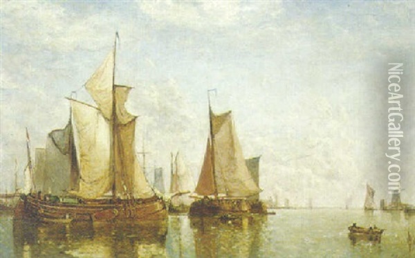 Dutch Pincks At The Mouth Of A River Oil Painting - Paul Jean Clays