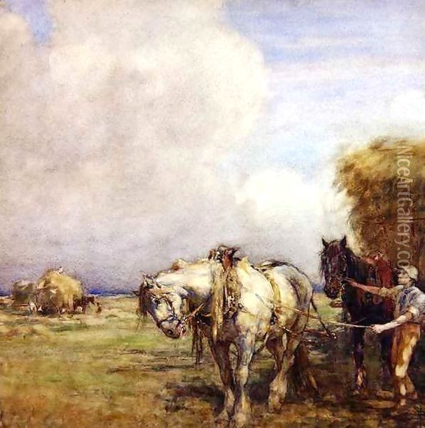 The Hay Wagon Oil Painting - Nathaniel Hughes John Baird