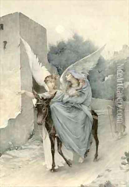 The Flight from Egypt Oil Painting - Edouard-Marie-Guillaume Dubufe