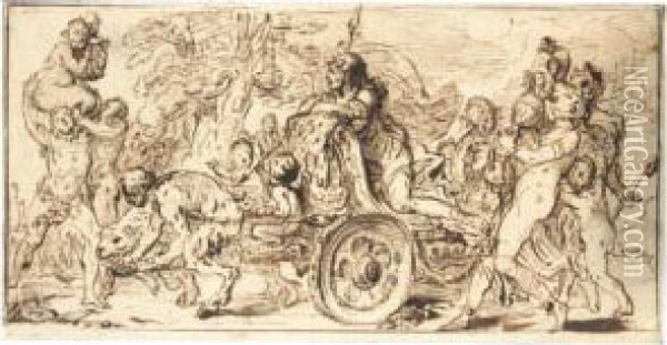 The Triumph Of Bacchus Oil Painting - Gabriel De Saint Aubin