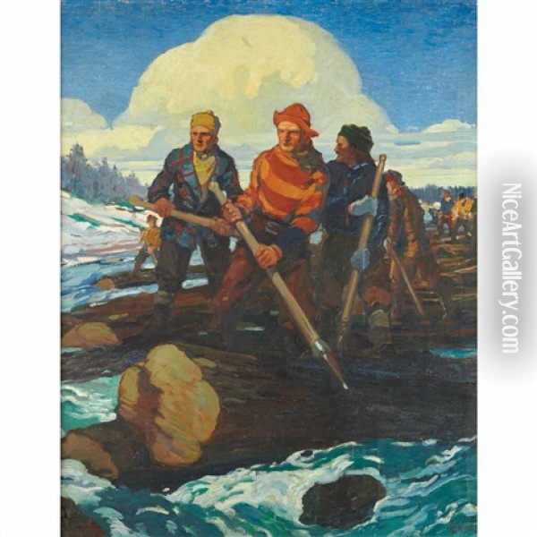 Three Fishermen Oil Painting - George Pearse Ennis