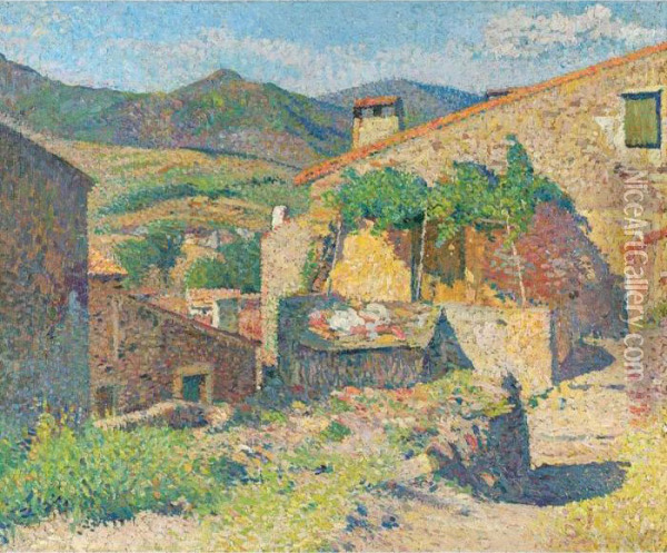 Village Dans Le Lot (rue Ensoleillee) Oil Painting - Henri Martin