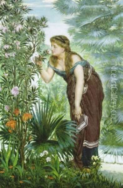 Jonge Vrouw In De Tuin Oil Painting - Antoine Van Hammee