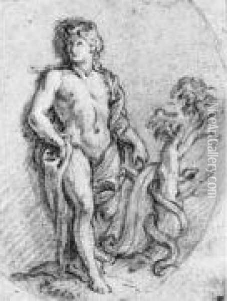 Apollon Et Le Serpent Python Oil Painting - Charles de Lafosse
