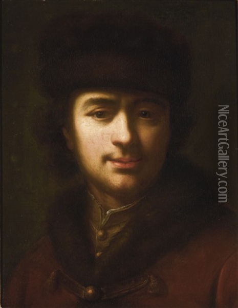 Portrait Of A Man In Russian Costume, Bust-length Oil Painting - Pietro Antonio Rotari