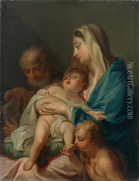 Die Heilige Familie Mit Dem Johannesknaben Oil Painting - Giovanni Battista Vicentino Pittoni the Elder