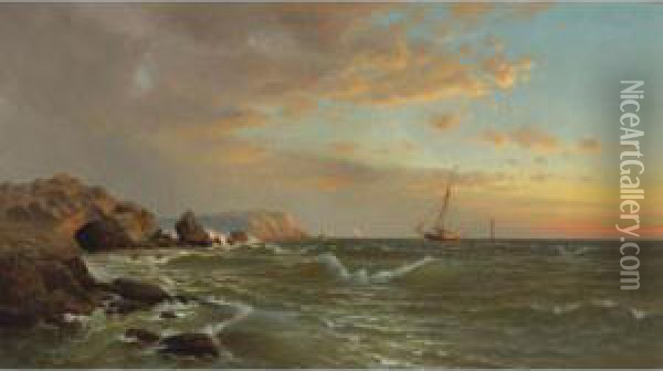 Sailing At Twilight Oil Painting - Francis Augustus Silva