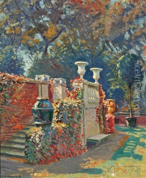 The Garden Stairs Oil Painting - Arthur Merton Hazard