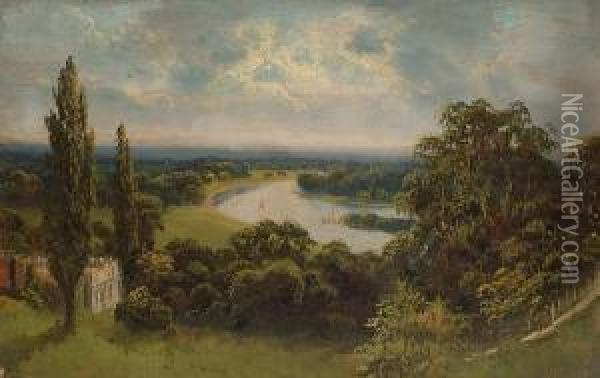 The Thames From Richmond Hill; The Thames Oil Painting - J. Lewis