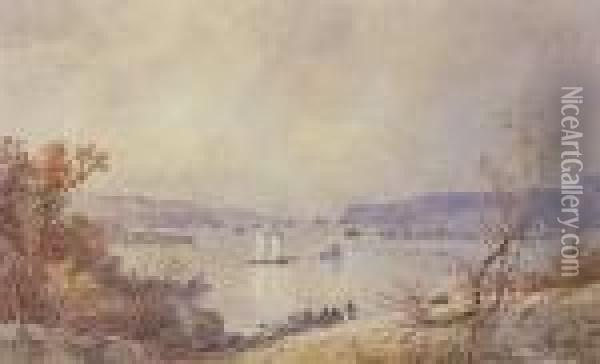 Palisades On The Hudson Oil Painting - Jasper Francis Cropsey