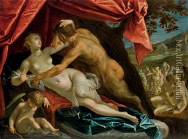 Jupiter Et Antiope Oil Painting - Hans Rottenhammer the Elder
