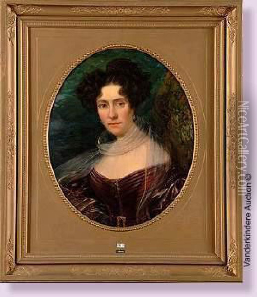 Portrait D'une Dame De Qualite Oil Painting - Francois Bohm