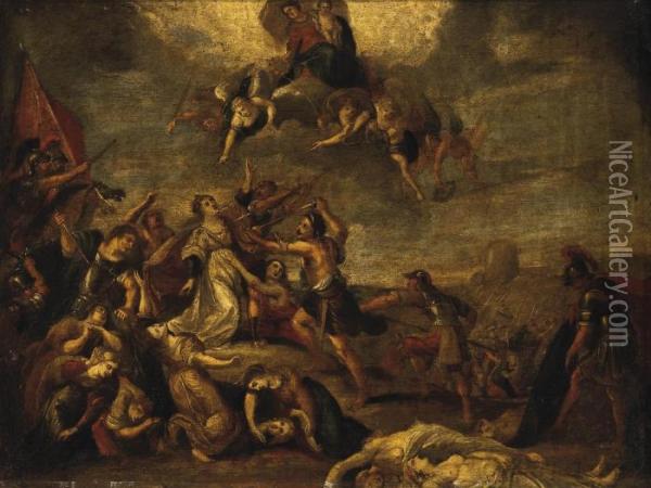 The Martyrdom Of Saint Ursula Oil Painting - Frans II Francken
