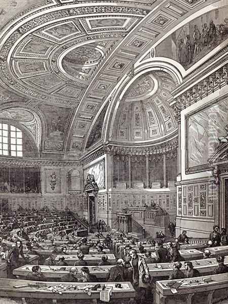 The French Chamber of Peers, from The Illustrated London News, 1st February 1845 Oil Painting - Renard, Edouard