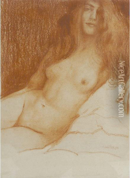 Ragazza Nuda Oil Painting - Gino F. Parin