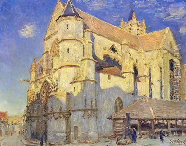 The Church at Moret, Frosty Weather, 1893 Oil Painting - Alfred Sisley
