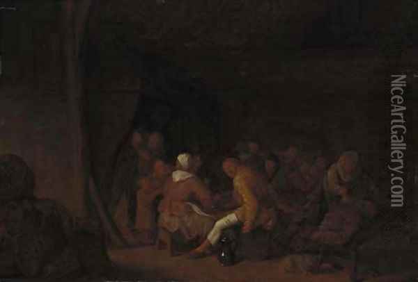 Boors carousing in an inn Oil Painting - Jan Miense Molenaer