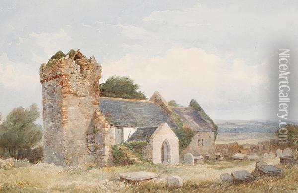 Llandewi Church, Gower, South Wales Oil Painting - Edward R.W.S Duncan