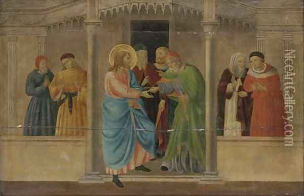 Christ driving the Money-changers from the Temple Oil Painting - Fra Angelico (Guido di Pietro)