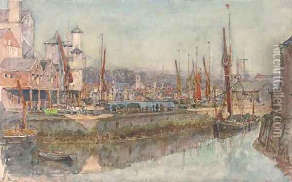 The harbour at Ipswich Oil Painting - Henry Robert Robertson