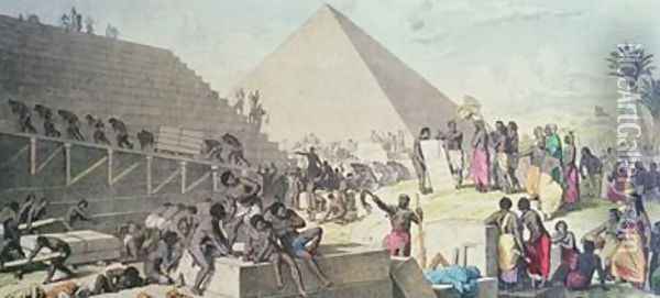 Construction of the Pyramids Oil Painting - H. Leutemann