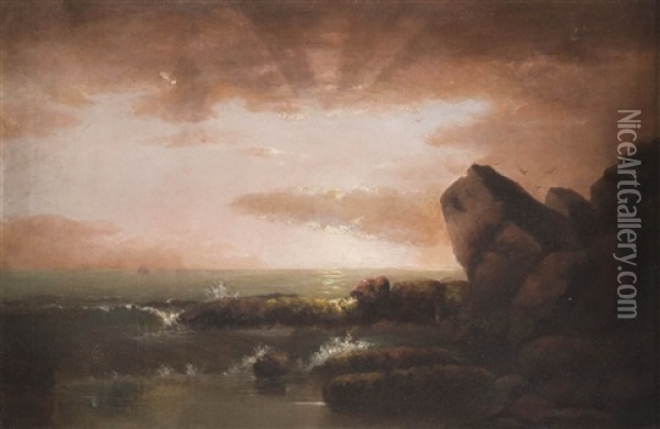 Coucher De Soleil Sur La Mer Oil Painting - Alfred Thompson Bricher