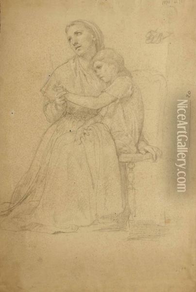 Mere Et Enfant Priant Oil Painting - William-Adolphe Bouguereau
