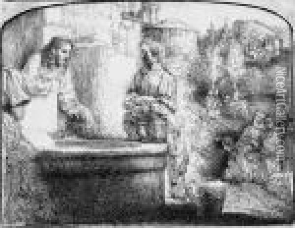 Christus Und Die Samariterin, Im Querformat Oil Painting - Rembrandt Van Rijn