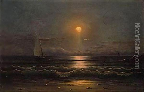 Sailing by moonlight Oil Painting - Martin Johnson Heade