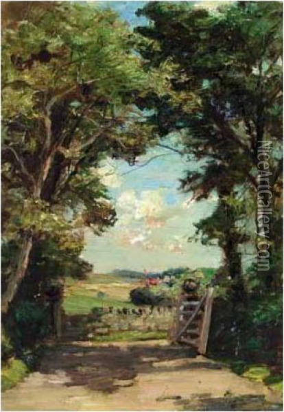 The Open Gate Oil Painting - James Campbell Noble