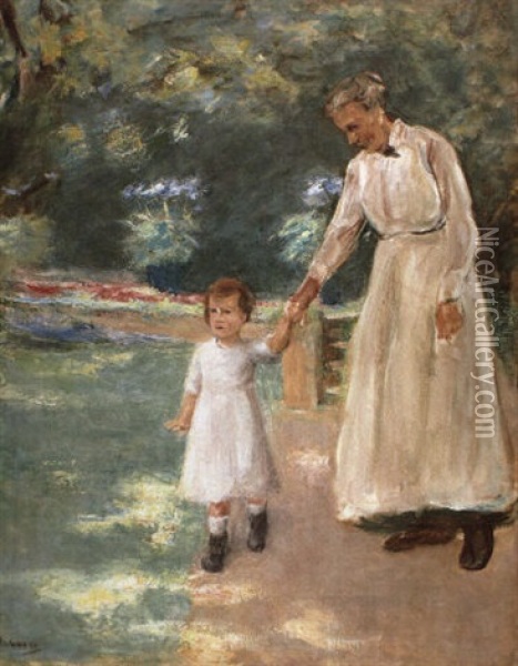 Enkelin Mit Kinderfrau Oil Painting - Max Liebermann
