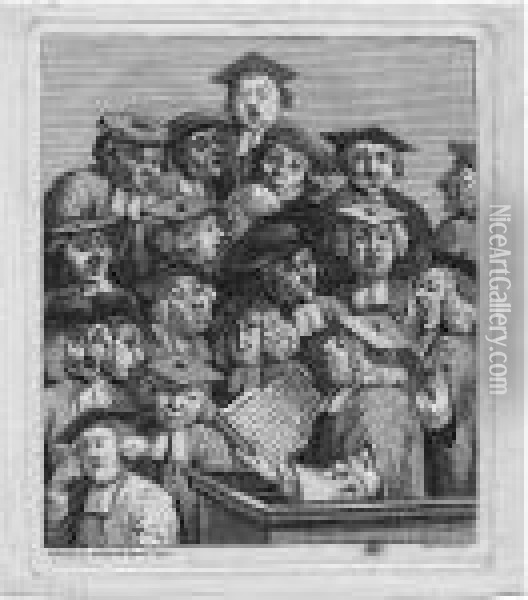 Scholars At A Lecture Oil Painting - William Hogarth