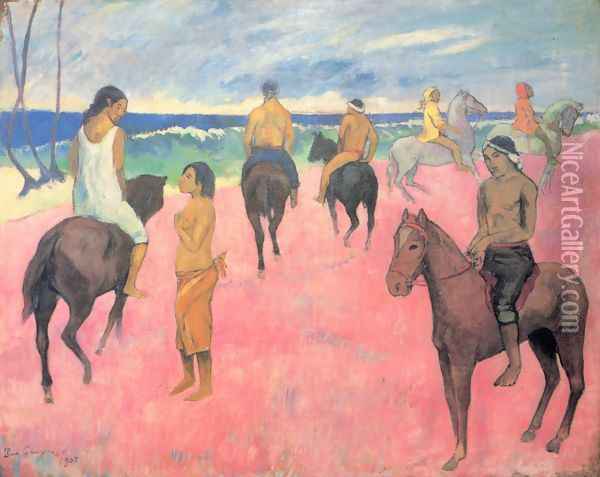 Riders at the beach Oil Painting - Paul Gauguin