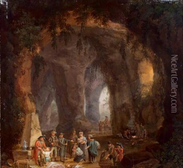 Figure In Una Grotta Oil Painting - Georg Heinrich Hergenroder