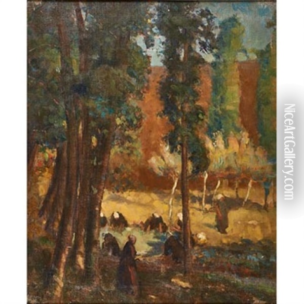 Paysage Avec Dames Oil Painting - Lucien Abrams