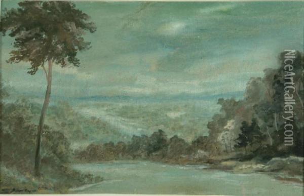A Moonlit Riverscene Oil Painting - James Kay