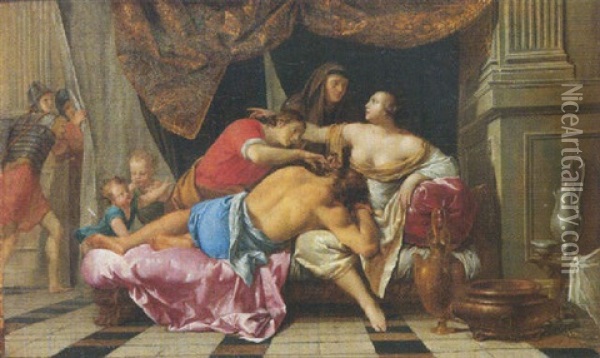 Samson And Delilah Oil Painting - Gerard de Lairesse