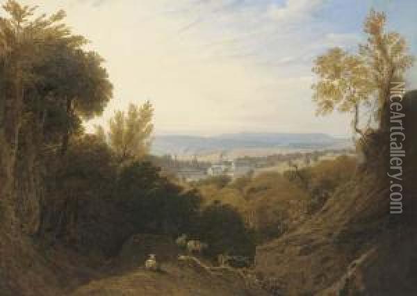 View Of Broad Oak Printworks, Near Accrington, Lancashire, With Broad Oak House Beyond Oil Painting - William Linton