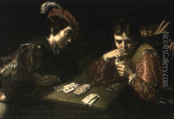 The Cheat At Cards Oil Painting - Valentin De Boulogne