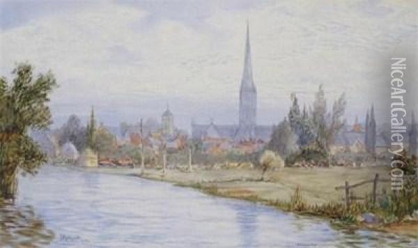 Salisbury Oil Painting - Hubert James Medlycott
