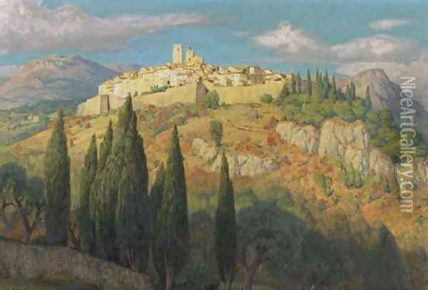 A village in a Mediterranean landscape Oil Painting - Francois-Joseph Dehaspe
