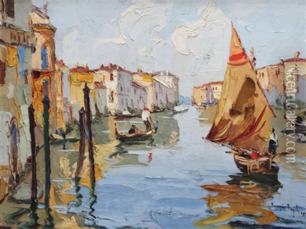 Canal Grande La Venetia Oil Painting - Rudolph Negely