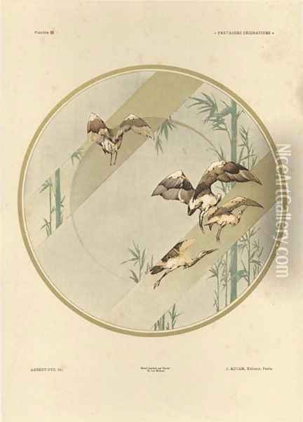 Storks plate 10 from Fantaisies decoratives Oil Painting - Jules Auguste Habert-Dys