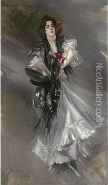La Danzatrice Spagnola - Portrait Of Anita De La Feria Oil Painting - Giovanni Boldini