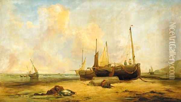 Mending the nets Oil Painting - Edward William Cooke